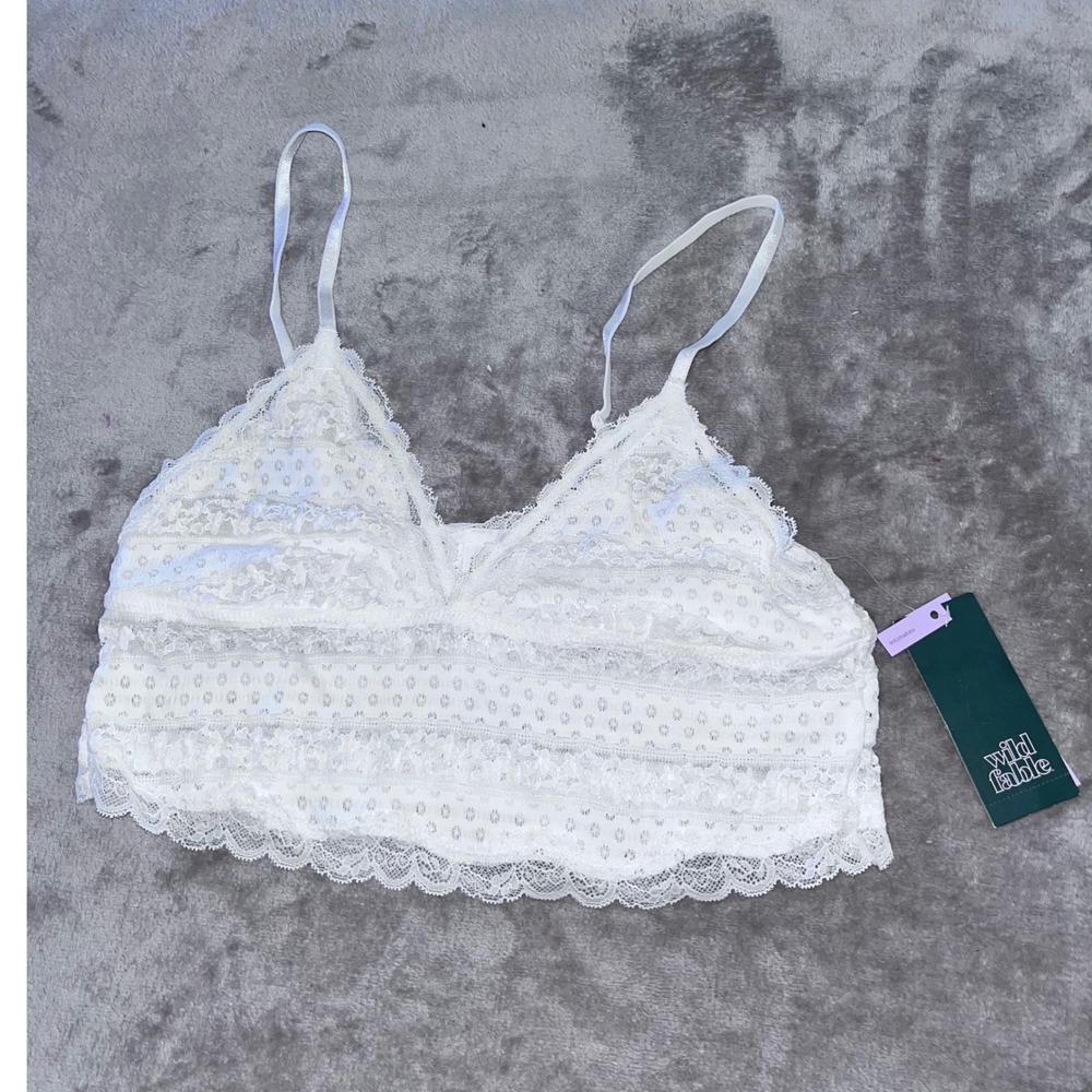 Wild Fable White Lace Bralette‎ Longline Adjustable Straps Small NWT